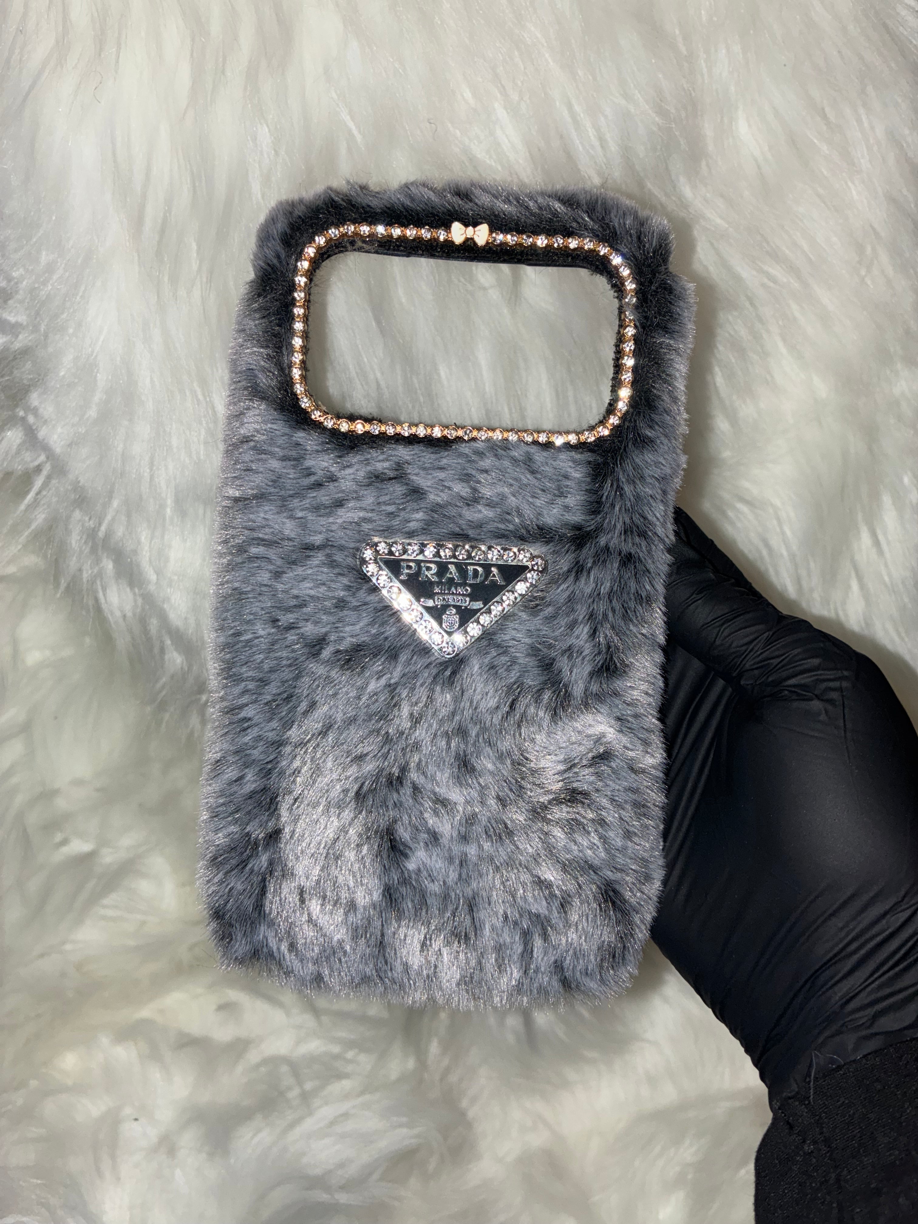 GREY FURRY PRADA CASE
