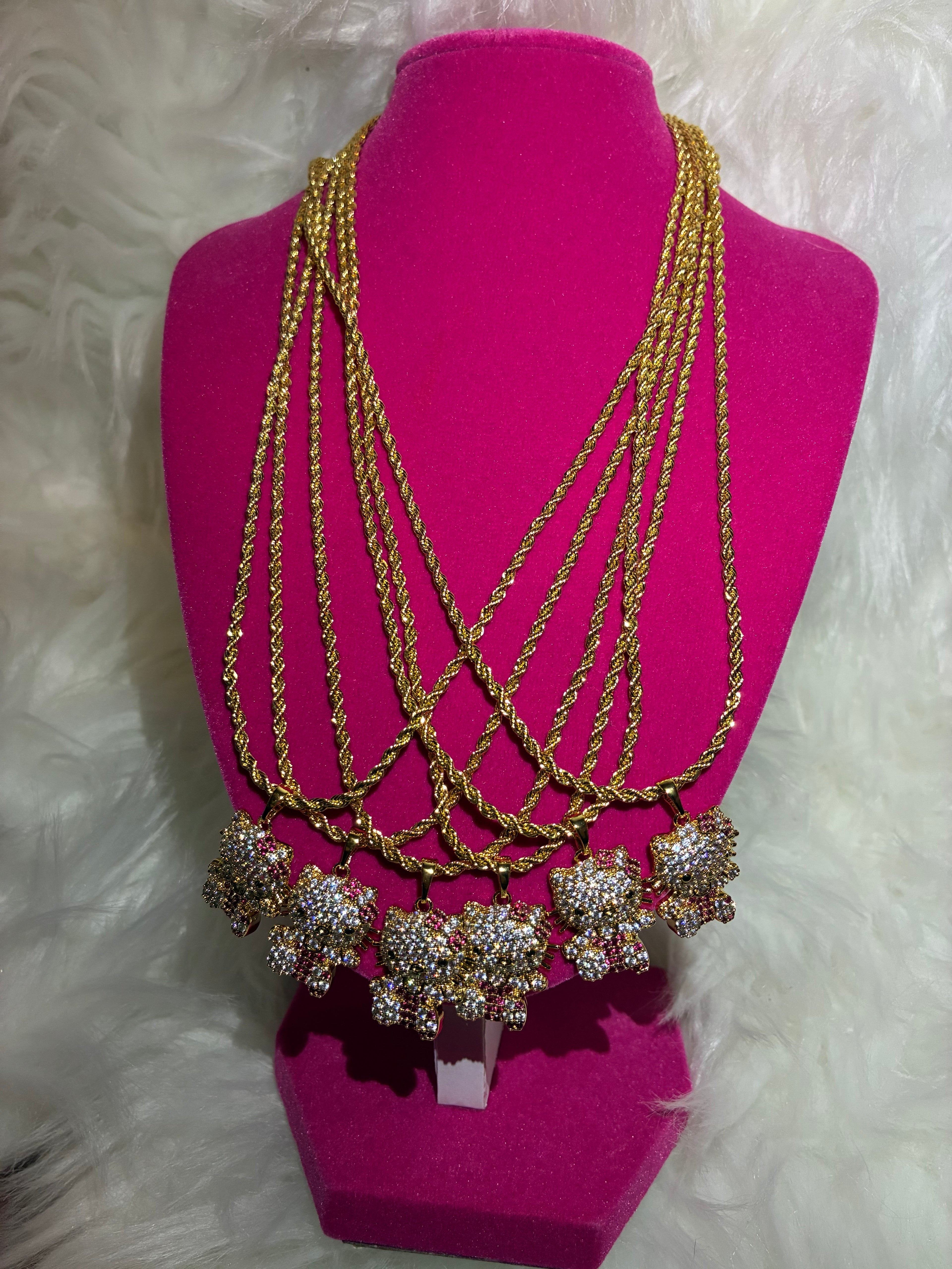PINK BLING HK NECKLACE