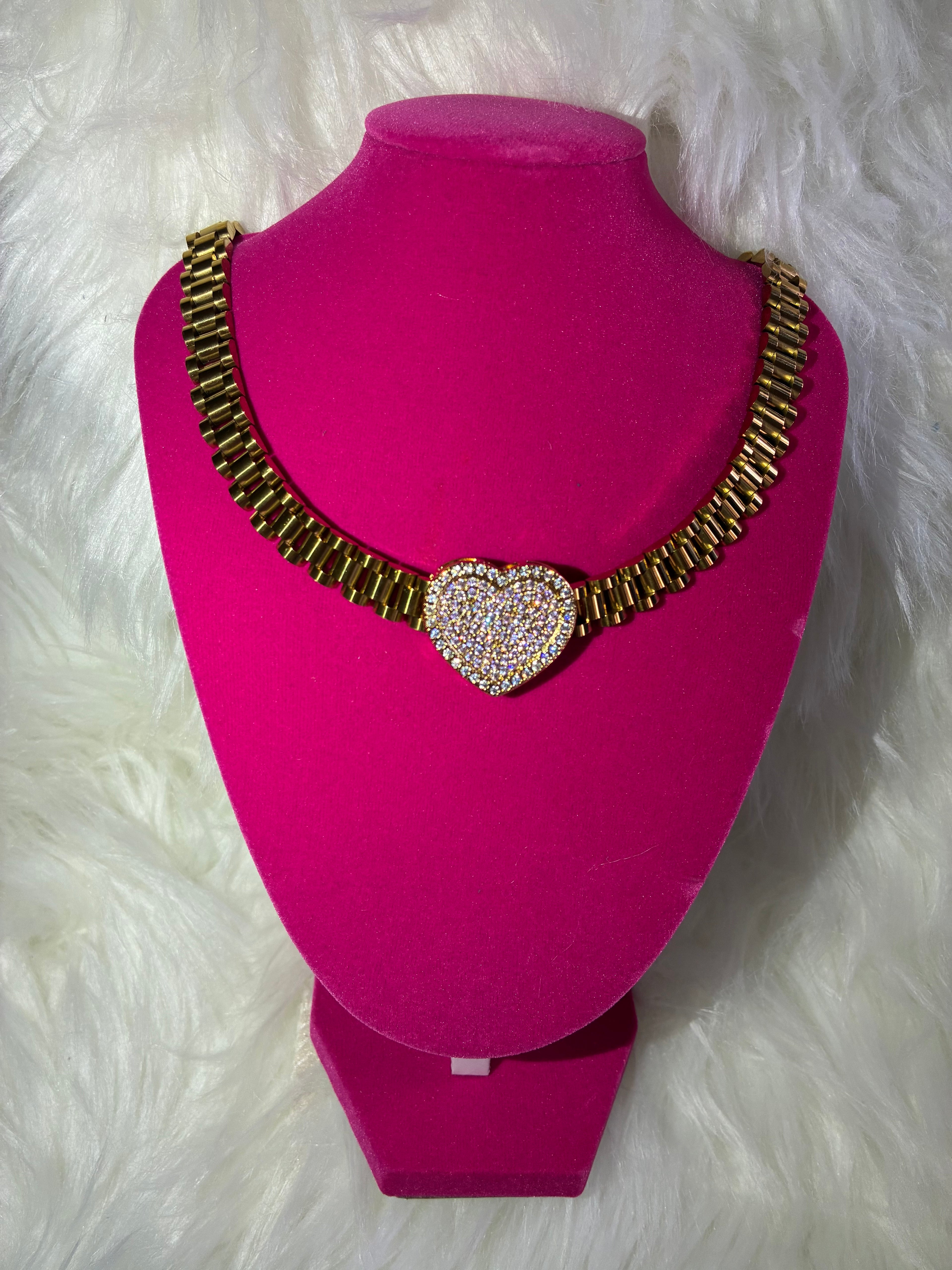 ICED OUT HEART ROLEX NECKLACE