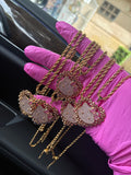 PINK HK BOW ROLEX NECKLACE
