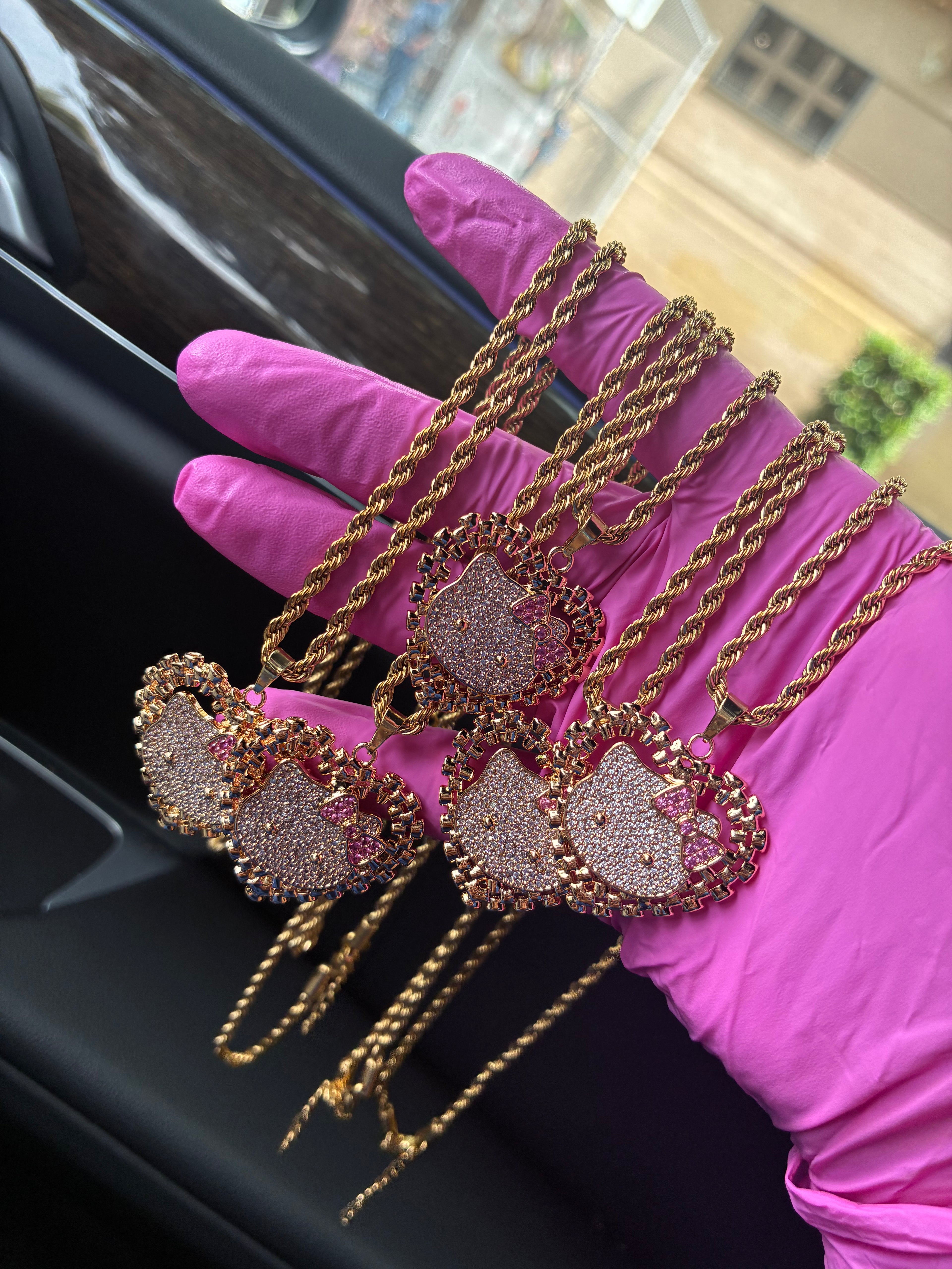 PINK HK BOW ROLEX NECKLACE