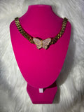 PINK BUTTERFLY ROLEX NECKLACE