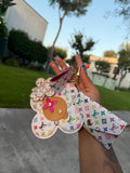 WHITE CONFETTI LV KEYCHAIN