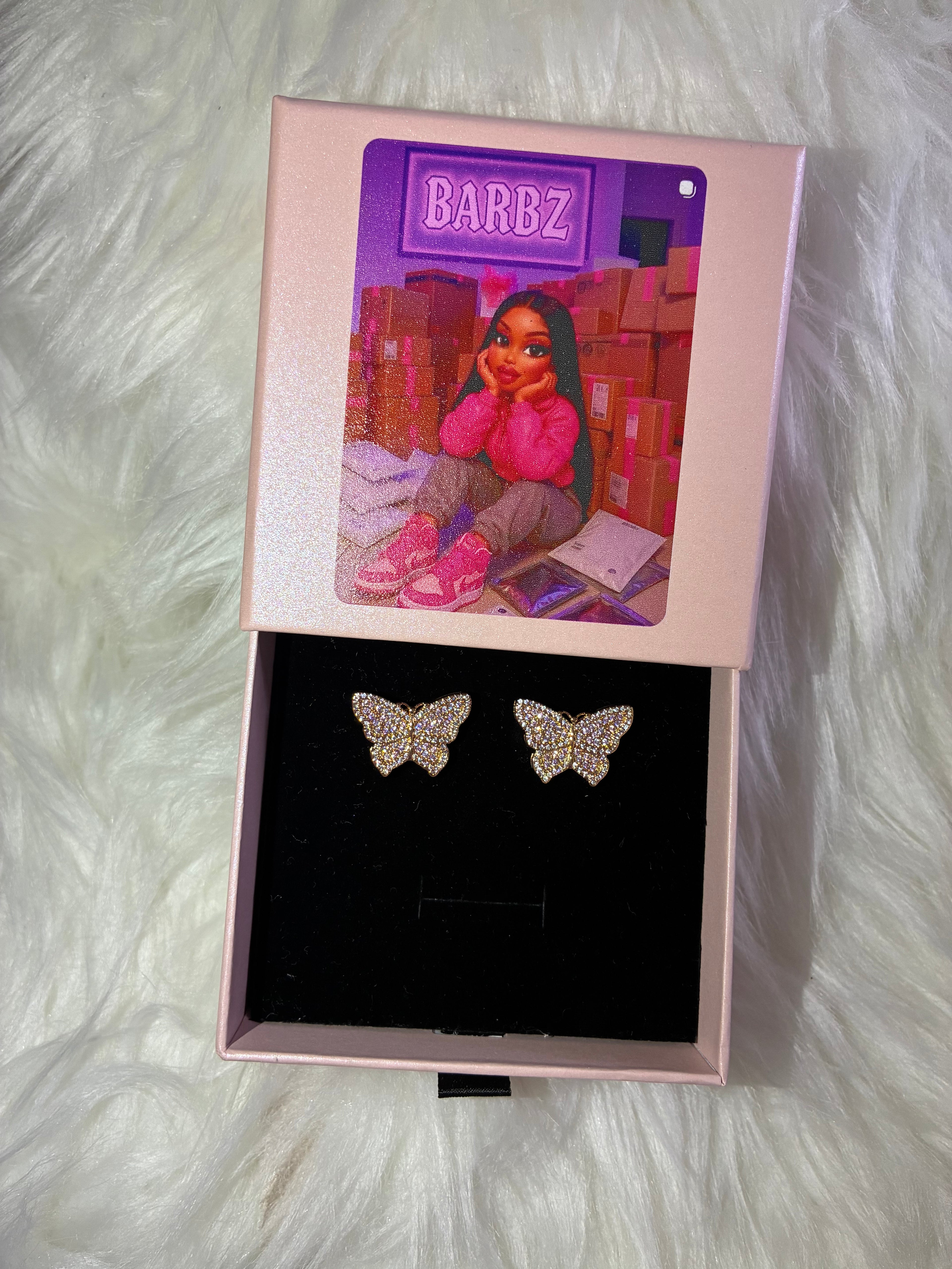 PINK BUTTERFLY STUDS