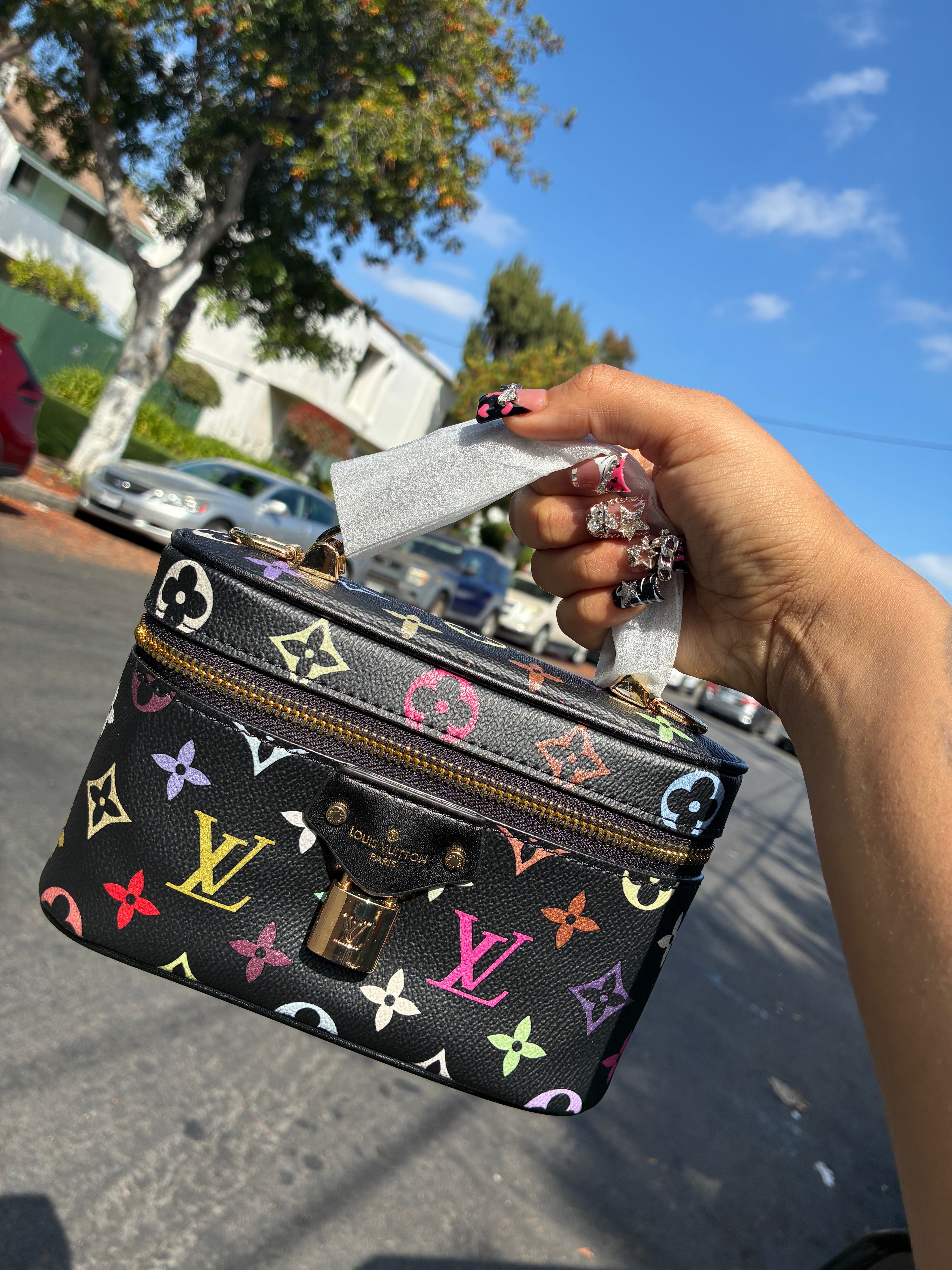 BLACK COLORFUL DESIGNER PURSE