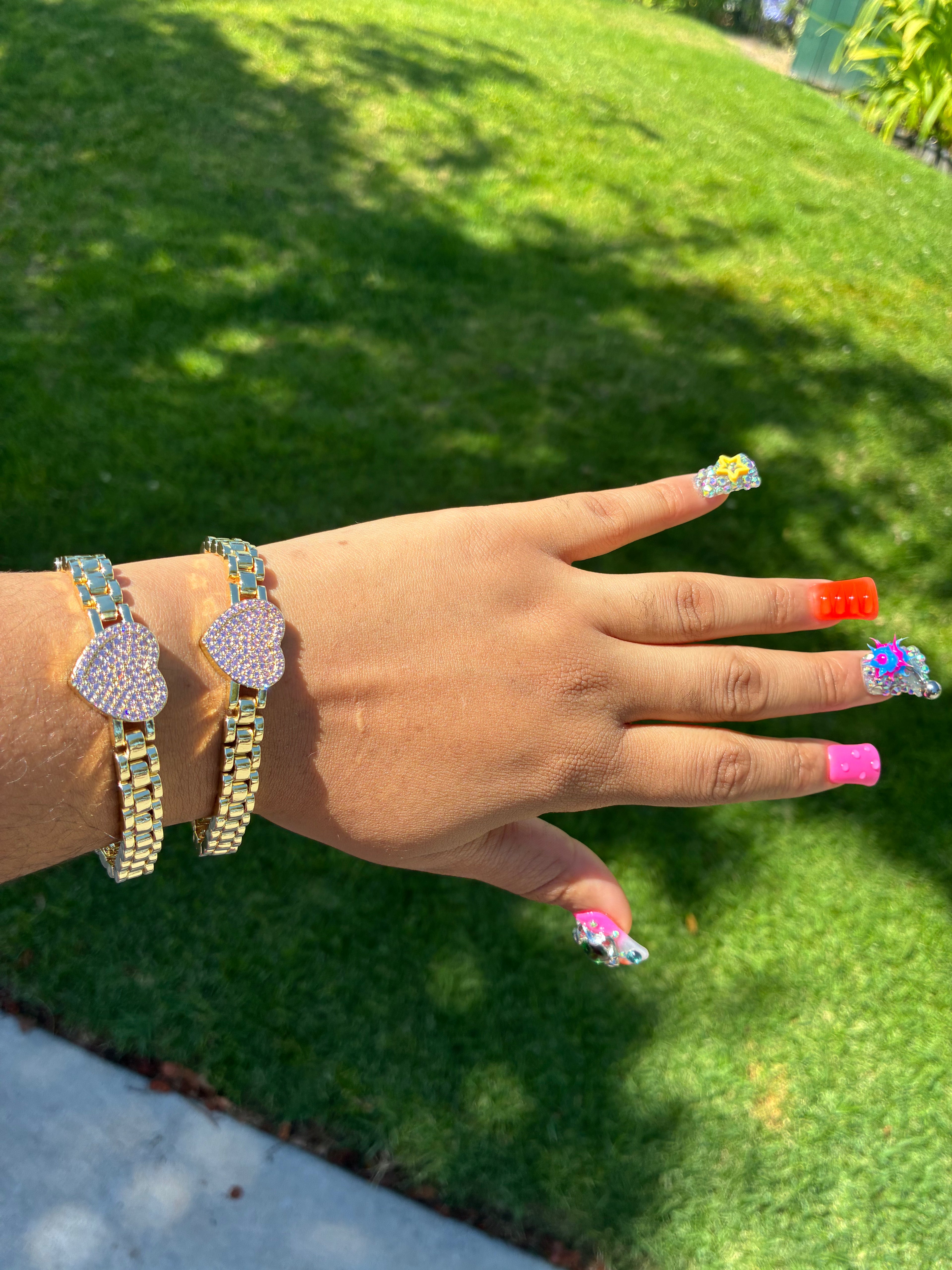 PINK HEART ROLLIE BRACELET