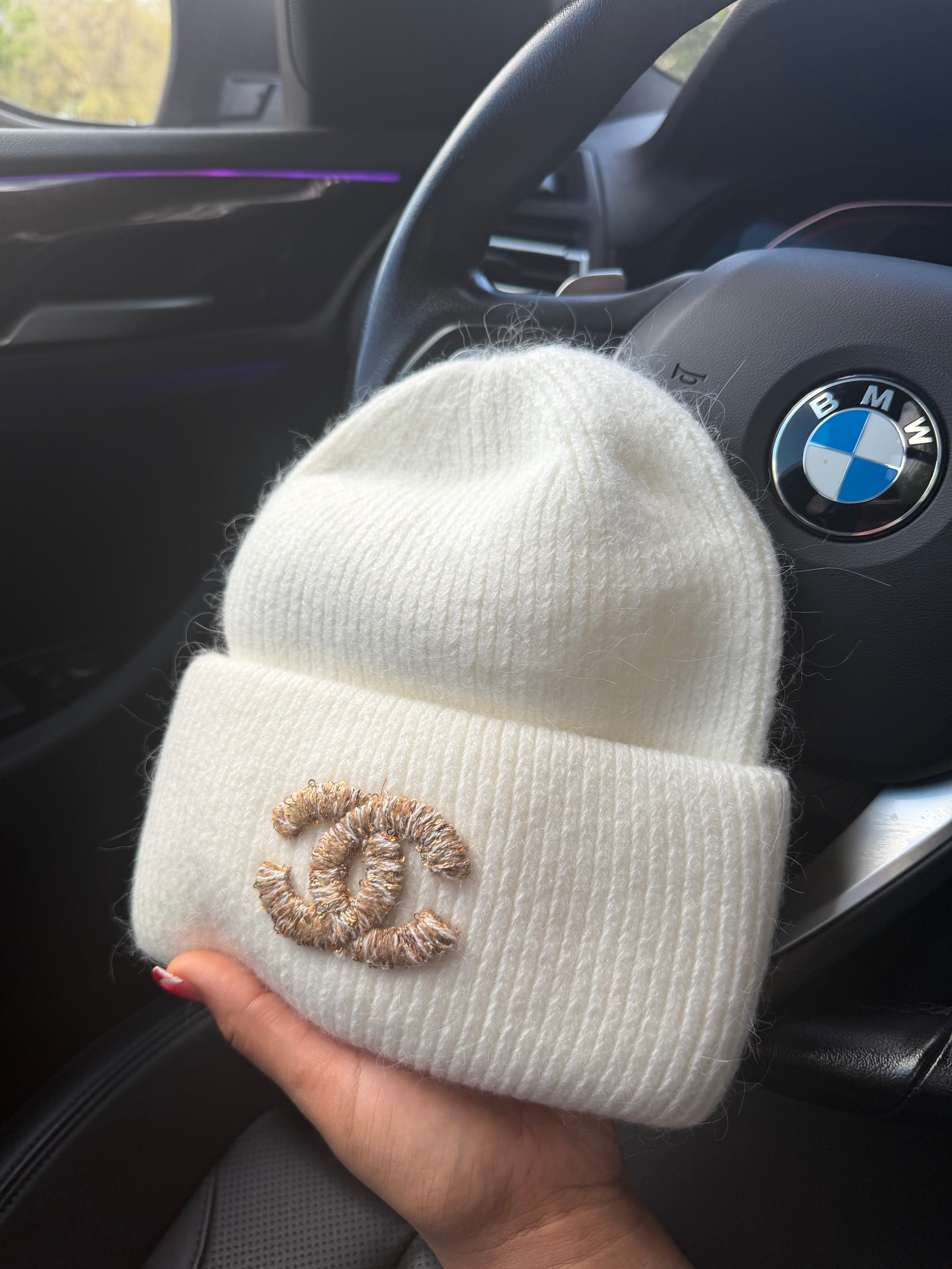 WHITE CC BEANIE